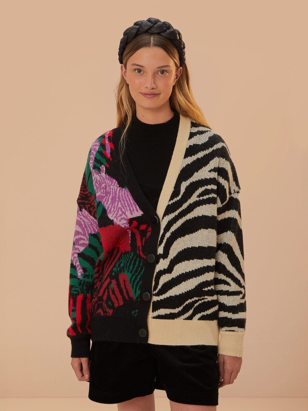 FARM Rio Mixed Zebra Prints Knit Cardigan